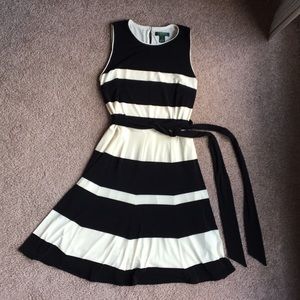 Ralph Lauren black & cream striped dress size 12